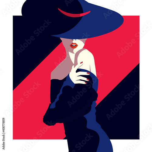 Fashion illustration of woman in style pop art.