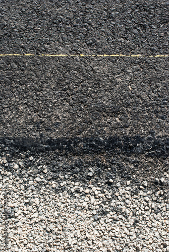 Wallpaper Mural Abstract, vertical background for mobile designs. Black tarmac texture with yellow line and white gravel. Torontodigital.ca