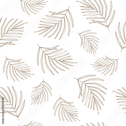 Simple palm leaves repeat pattern