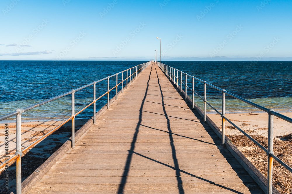 Marion Bay jetty at sunset during summer evening, Yorke Peninsula, South Australia