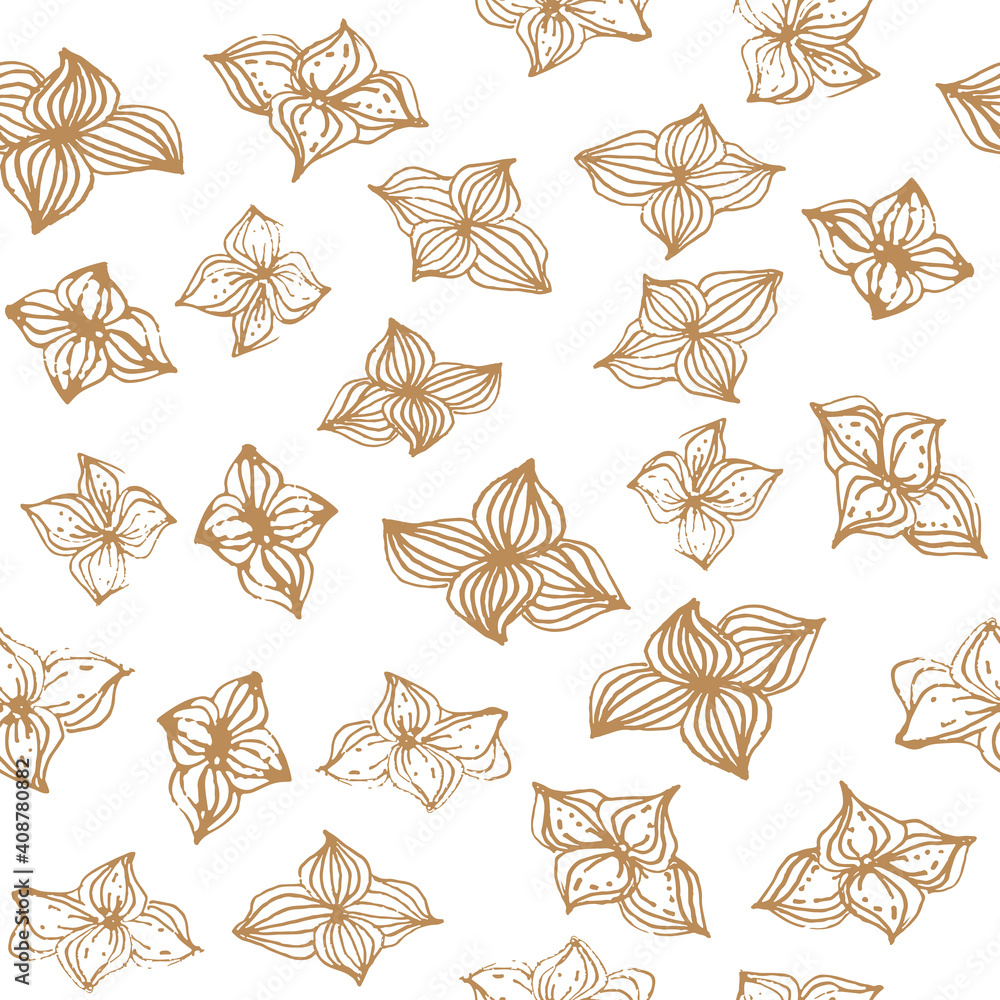 Fototapeta premium Simple leaves sketch repeat pattern