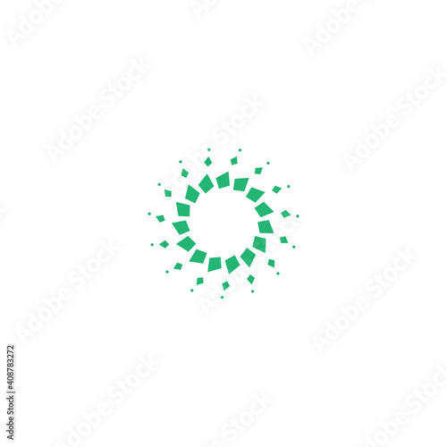 Green energy round logo isolated on white. Circles and dotes abstract shape.