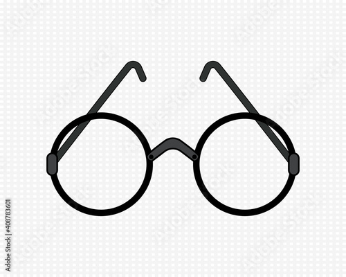 Round glasses on transparent background. Circle eyeglasses with round frame. Vector illustration. 
