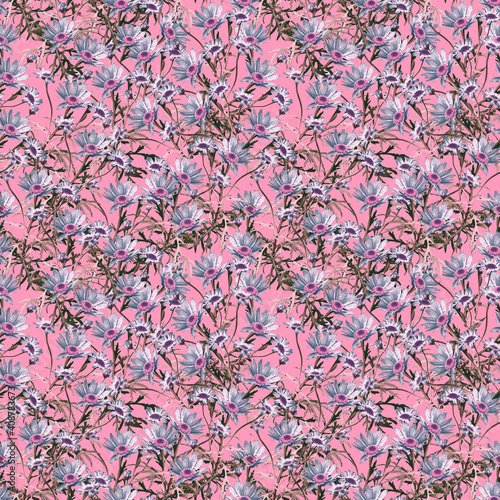Chamomile flowers seamless pattern.