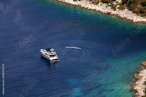 Picturesque bay and yacht on island Lastovo, Croatia.