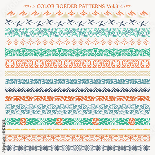 Ornamental border frame line vintage color patterns 3