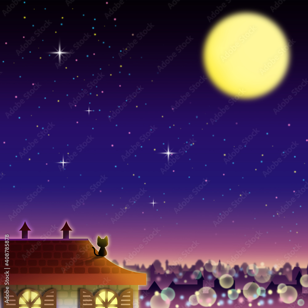 Fototapeta premium 月夜の猫