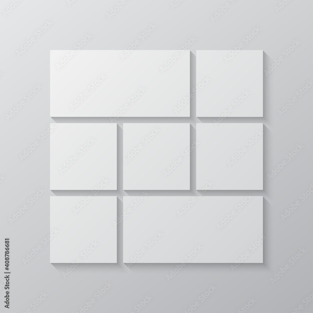 Vector empty collage board seven images, photo Vector empty collage board seven images, photo