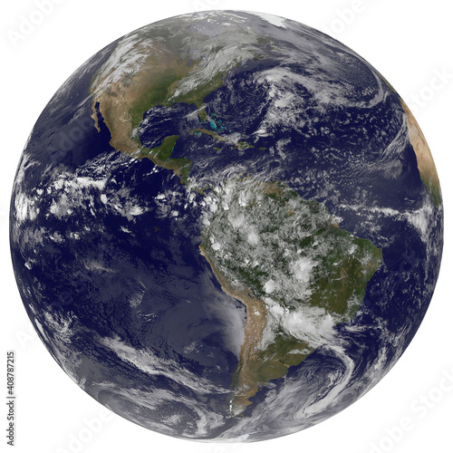 Earth image from space, globe isolated, blue planet
