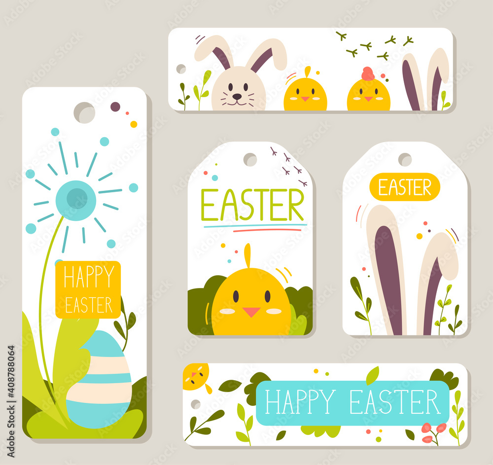 Fototapeta premium Collection of happy easter labels