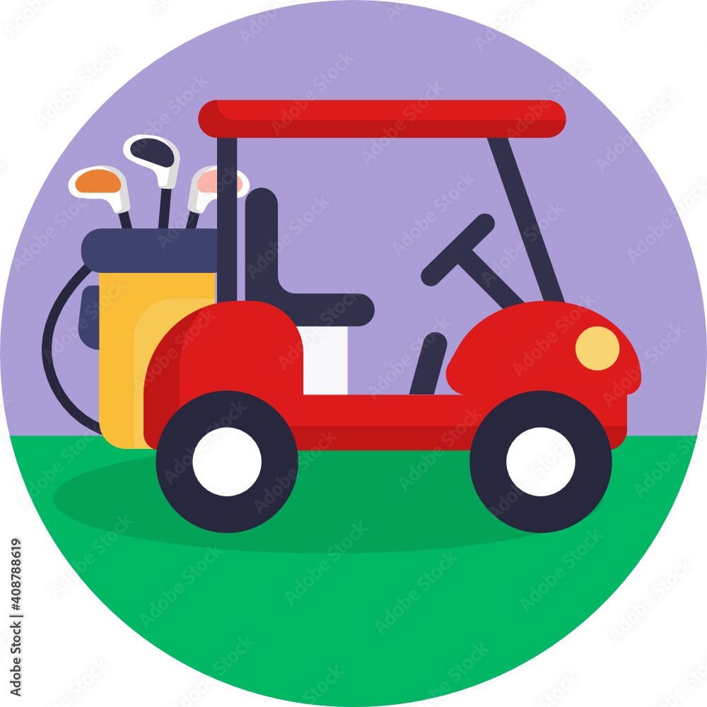Golf Icon. Golf Car. Vector Illustration.