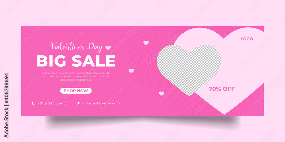 Valentine's day, Facebook cover, social media and web banner template.