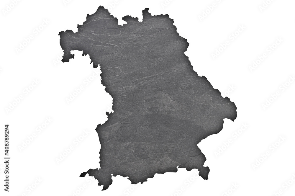 Karte von Bayern auf dunklem Schiefer