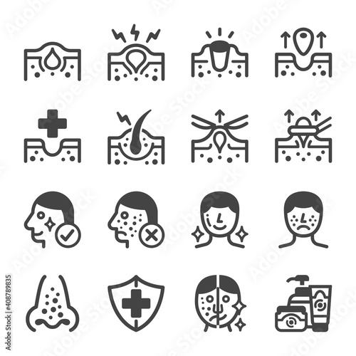 acne icon set,vector and illustration