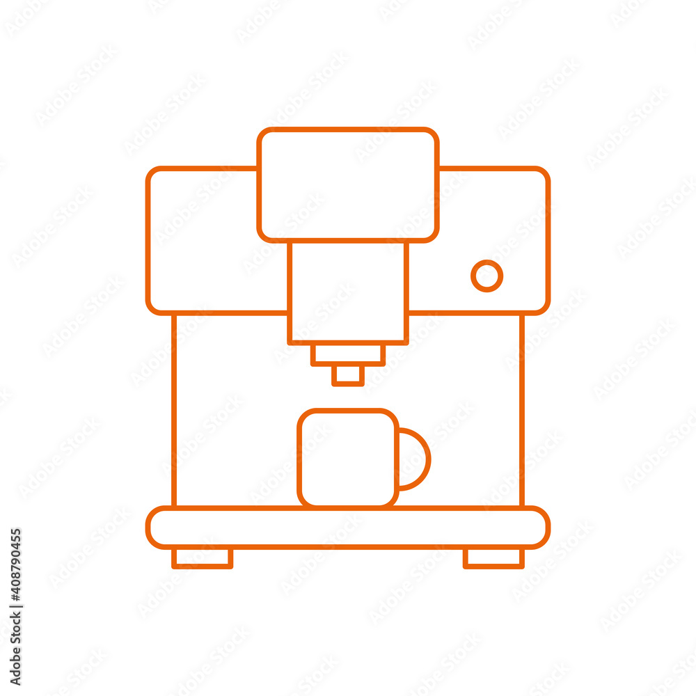 Kaffeemaschine, Kaffeevollautomat - Icon, Symbol, Piktogramm, grafisches  Element - Vektor - Kontur - orange Stock Vector | Adobe Stock