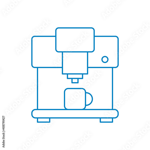 Kaffeemaschine, Kaffeevollautomat - Icon, Symbol, Piktogramm, grafisches Element - Vektor - Kontur - blau