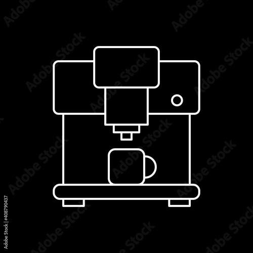 Kaffeemaschine, Kaffeevollautomat - Icon, Symbol, Piktogramm, grafisches Element - Vektor - Hintergrund - schwarz weiß 