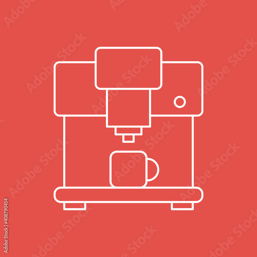 Kaffeemaschine, Kaffeevollautomat - Icon, Symbol, Piktogramm, grafisches Element - Vektor - Hintergrund - rot weiß 
