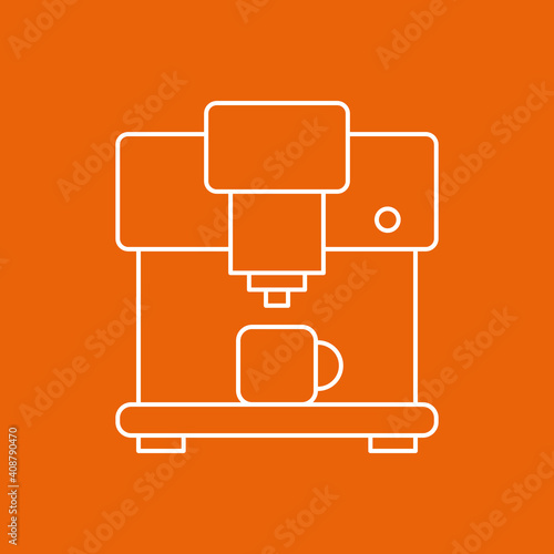 Kaffeemaschine, Kaffeevollautomat - Icon, Symbol, Piktogramm, grafisches Element - Vektor - Hintergrund - orange weiß photo