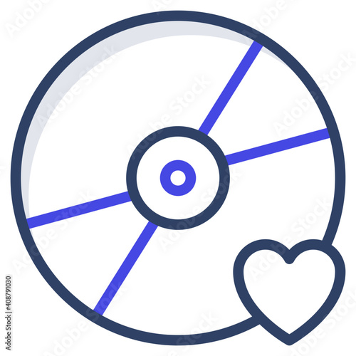 Heart on disc, romantic music icon
