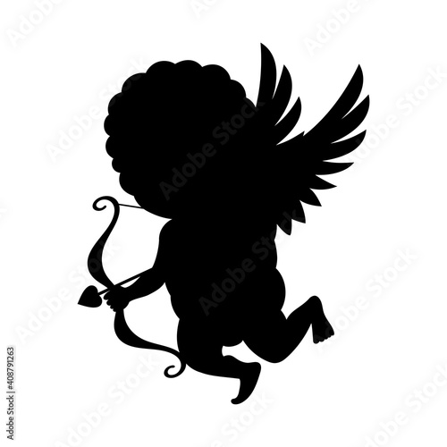Illustration with cupid icon isolated on white background.