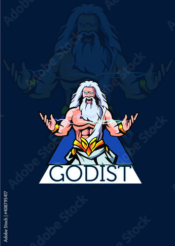 Zeus Thunder Mascot Style Logo design for sports and esports - VECTOR
