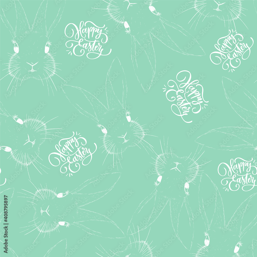 Easter rabbit and bunny with lettering seamless pattern. Easter rabbit and bunny with lettering seamless pattern.