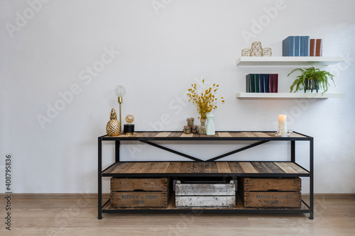 Industrial style living room interior