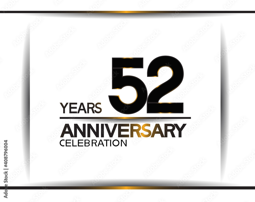 52 years anniversary black color simple design isolated on white background can be use for celebration, party, birthday and special moment 52 years anniversary black color simple design isolated on white background can be use for celebration, party, birthday and special moment