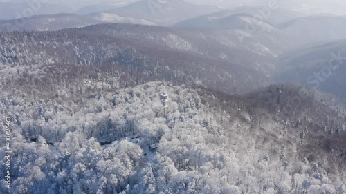 Aerial view of Sljeme summit at Medvednica mountain, Croatia.