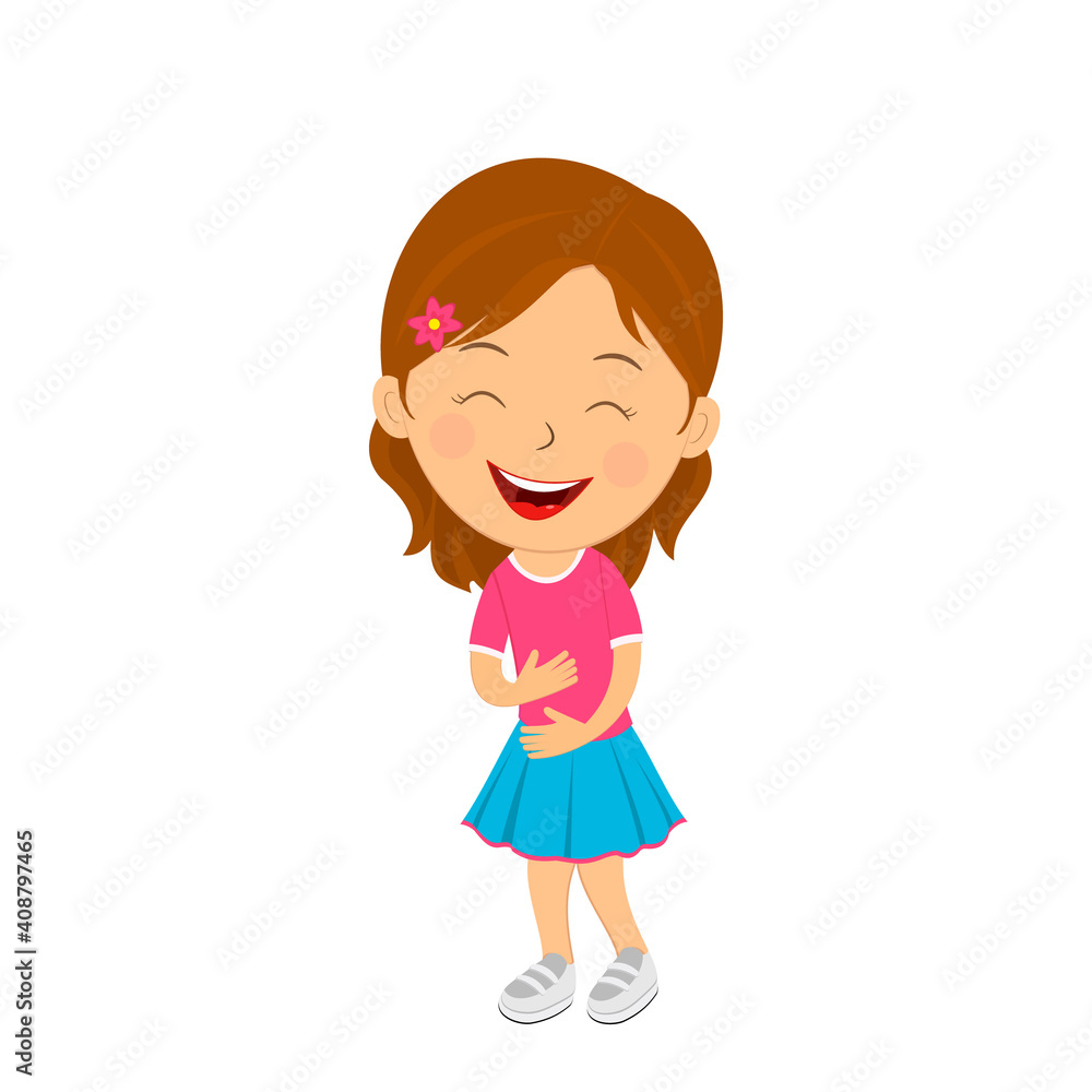 cute cartoon girl lauhing on the white cute cartoon girl lauhing on the white