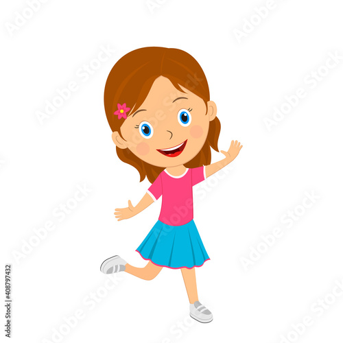 cute cartoon girl expresses happy, joy