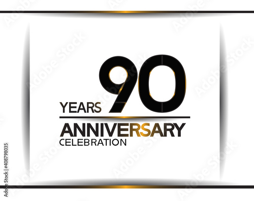 90 years anniversary black color simple design isolated on white background can be use for celebration, party, birthday and special moment