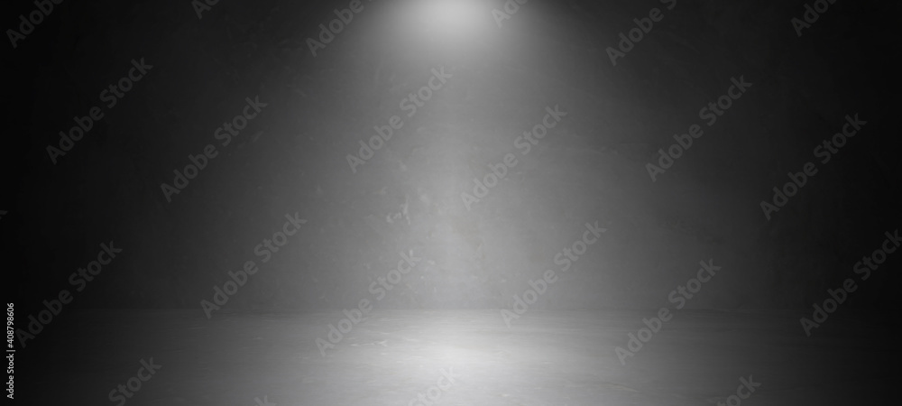 Empty dark abstract room of white marble flooring with for interior decoration used as studio background wall to display your products. Empty dark abstract room of white marble flooring with for interior decoration used as studio background wall to display your products.