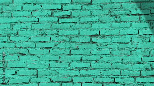 Green brick wall. Background texture