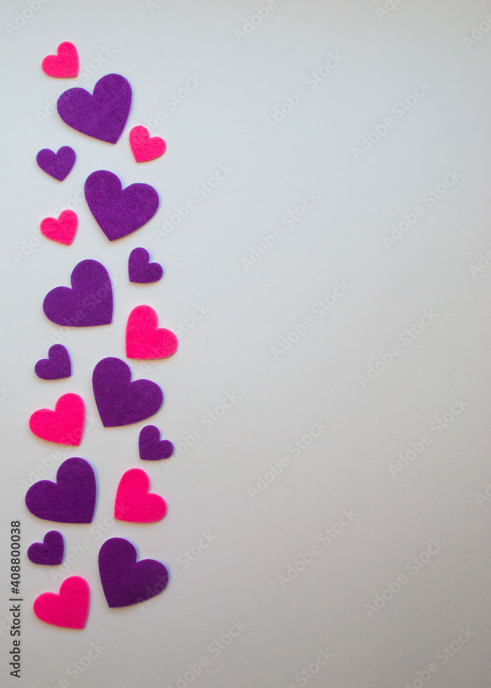 heart shaped confetti, card with hearts
