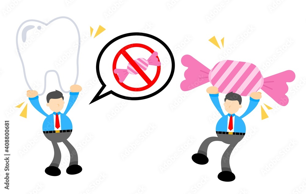 businessman worker and dental care stop eat candy cartoon doodle flat design style vector illustration businessman worker and dental care stop eat candy cartoon doodle flat design style vector illustration