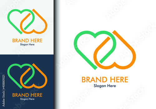 Heart monogram logo vector for healthcare, beauty care, hospital, clinic, sport, gym, jewelry. Love sign symbol of dating. Isolated background. Eps 10 vector