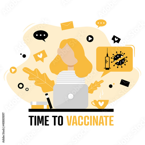 Time to vaccinate banner. Call for vaccine use. Covid vaccine.