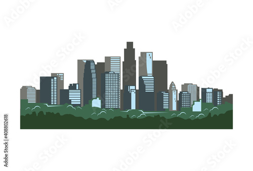 landscape city illustration in white background