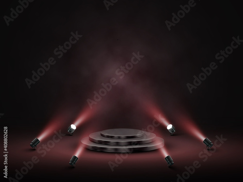 Podium with lighting. Stage, Podium, Scene for Award Ceremony with spotlights. Vector illustration