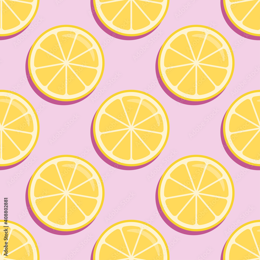 Citrus seamless pattern. Lemon slices on pink background. Textiles or packaging design. Citrus seamless pattern. Lemon slices on pink background. Textiles or packaging design.