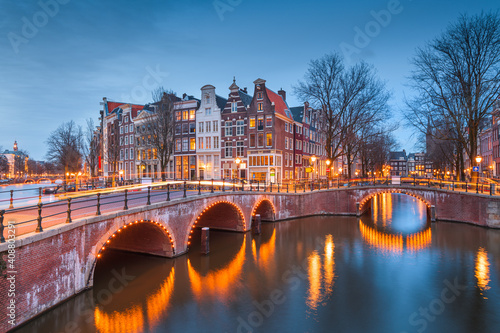 Fototapeta Naklejka Na Ścianę i Meble -  Amsterdam, Netherlands Bridges and Canals