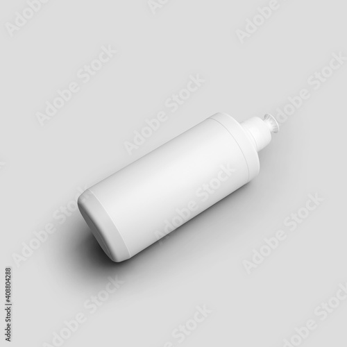 Mockup of plastic packaging for chemistry, liquid detergent, gel, lotion, dishwasher safe, isolated on background.