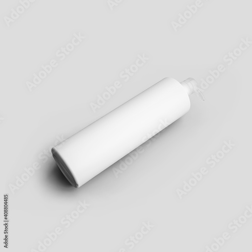 Plastic jar template with dispenser for cream, lotion, antiseptic, white bottle isolated on background.