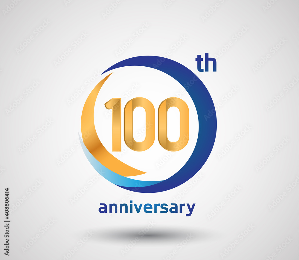 100 anniversary design with blue and golden circle isolated on white background can be use for celebration, party, birthday and special moment 100 anniversary design with blue and golden circle isolated on white background can be use for celebration, party, birthday and special moment