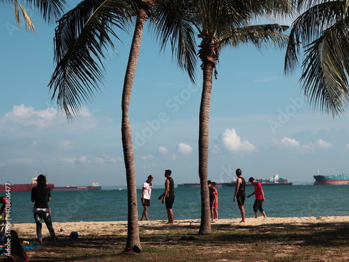 family on the beach