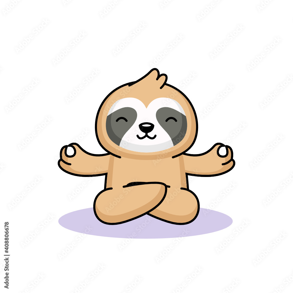 Obraz premium Cute sloth lazy animal yoga mascot design