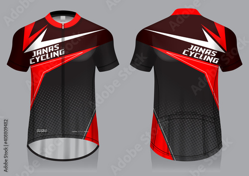 Jersey cycling template design uniform front and back view