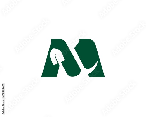 masculine letter m and mining logo